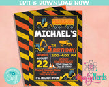 Construction Birthday Invitation, Construction Party Construction Theme | Editable Instant Download | Edit Online NOW Corjl | INSTANT ACCESS