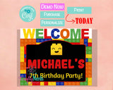 Building Blocks Birthday Party Pack, Labels Tags Banner Colorful Bricks | Editable Instant Download | Edit Online NOW Corjl | INSTANT ACCESS