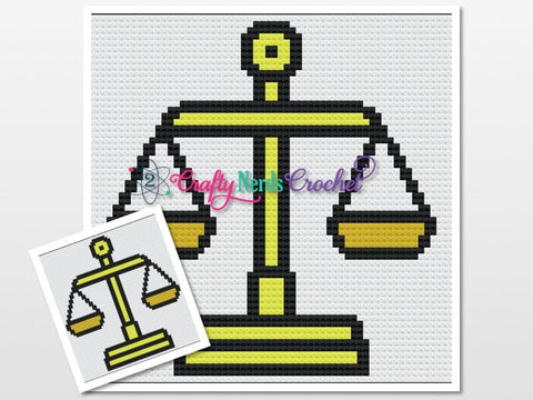 Justice Scales Pattern Graph With Single Crochet and C2C Written, Justice Graphgan, Justice Blanket, Law Crochet Pattern, Justice Pattern