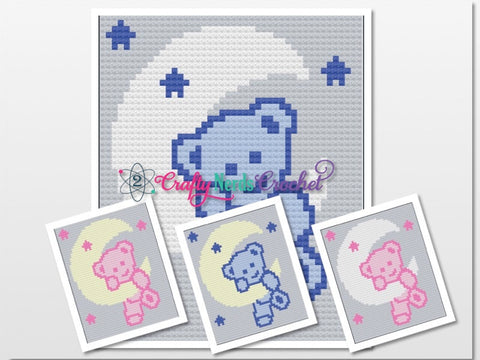 Teddy Bear Moon Pattern Graph With Block and C2C Stitch Written, Baby Bear Graphgan, Baby Bear Blanket, Crochet Pattern, Baby Bear Pattern