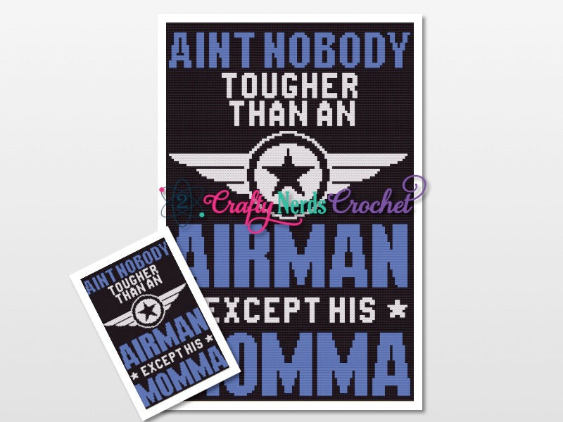 Air Force Mom Tough Pattern Graph With Single Crochet and Mini C2C Written, Airman Graphgan, Air Force Blanket, Air Force Crochet Pattern