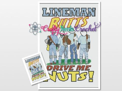 Lineman Butts Drive Me Nuts Pattern Graph With Single Crochet Written, Lineman Graphgan, Lineman Blanket, Lineman Crochet Pattern, Graph