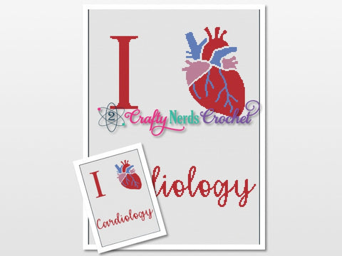 I Heart Cardiology Anatomical Pattern Graph With Single Crochet, Heart Graphgan, Heart Blanket, Heart Crochet Pattern, Heart Warrior Pattern