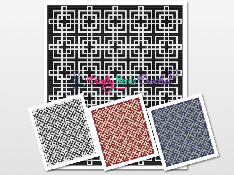 Squared Squares SC Throw Pattern Graph With Single Crochet Written, Illusion Graphgan, Illusion Blanket, Illusion Crochet Pattern, graph