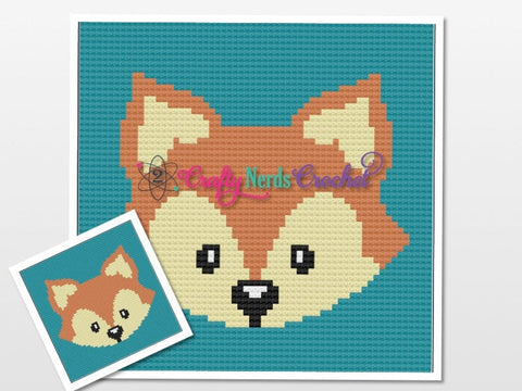 Baby Fox Face Pattern Graph With Single Crochet and Mini C2C Written , Fox Graphgan, Fox Blanket, Fox Crochet Pattern, Fox Pattern Graph
