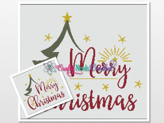Merry Christmas with Stars Pattern Graph With Single Crochet Written, Christmas Graphgan, Christmas Blanket, Christmas Crochet Pattern graph