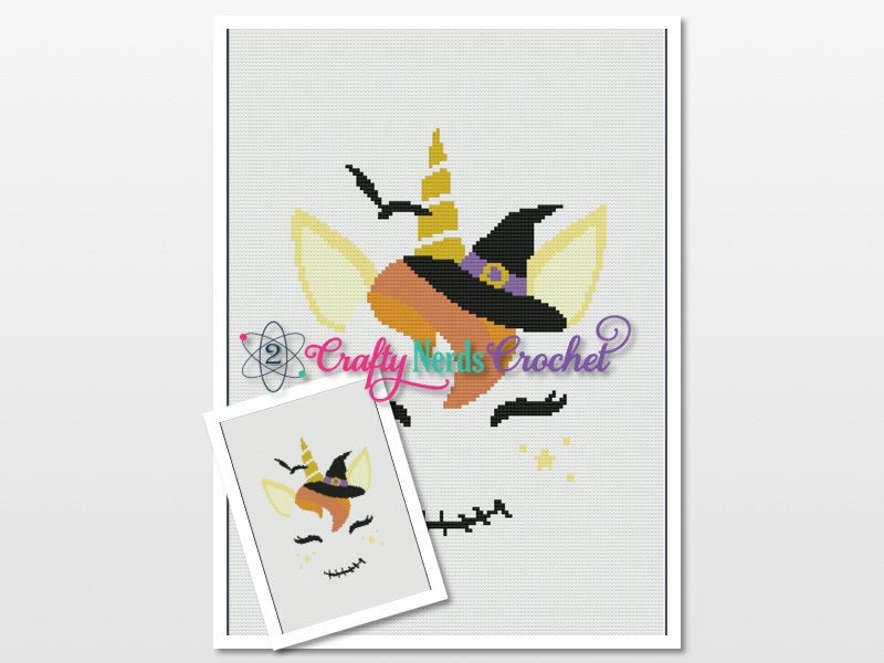 Halloween Unicorn Pattern Graph and Single Crochet, MiniC2C, TSS Written, Unicorn Graphgan, Unicorn Blanket, Unicorn Crochet Pattern, Graph