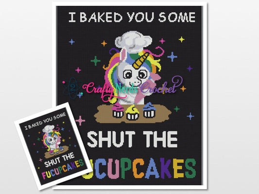 Shut the Fucupcakes Pattern Graph With Single Crochet Written, Adult Graphgan, Adult Blanket, Adult Crochet Pattern, Adult Funny Pattern
