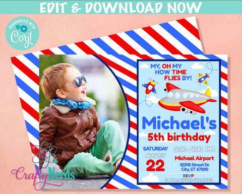Airplane Ticket Birthday Invitation, Airplane Party, Plane invitation | Editable Instant Download | Edit Online NOW Corjl | INSTANT ACCESS