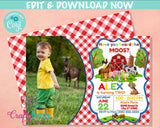 Barnyard Farm Birthday Invitation With Photo, Barnyard Party, Farm Theme| Editable Instant Download | Edit Online NOW Corjl | INSTANT ACCESS