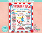 Tent Carnival Circus Birthday Sign Circus Birthday Board Milestone Sign | Editable Instant Download | Edit Online NOW Corjl | INSTANT ACCESS