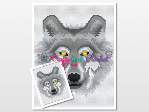 Wolf Pattern Graph With Single Crochet and C2C Written, Wolf Graphgan, Wolf Blanket, Wolf Crochet Pattern, Wolf Pattern, Gray Wolf Graph