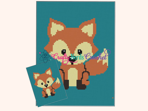 Baby Fox Pattern Graph With Mini C2C Written, Fox Graphgan, Fox Blanket, Fox Crochet Pattern, Fox Pattern Graph, Fox Baby Blanket, Fox Throw
