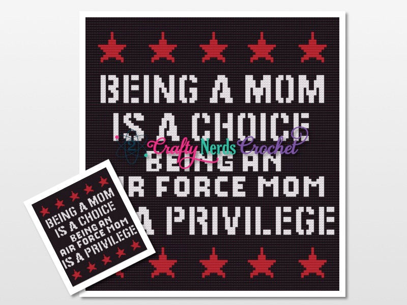 Air Force Mom Privilege Pattern Graph With Single Crochet and Mini C2C Written, Airman Graphgan, Air Force Blanket, Airman Crochet Pattern