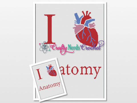 I Heart Anatomy Anatomical Heart Pattern Graph With Single Crochet, Heart Graphgan, Heart Blanket, Heart Crochet Pattern, Heart Pattern