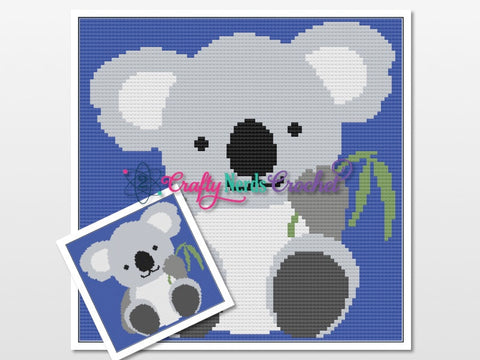 Koala Bear Pattern Graph Pattern With Mini C2C and C2C Written, Koala Graphgan, Koala Blanket, Koala Crochet Pattern, Koala Pattern, Koala