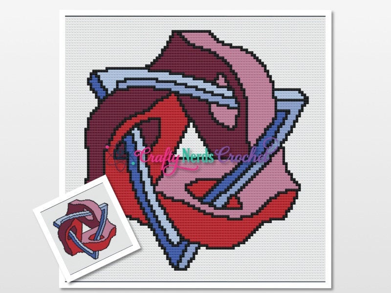 Abstract Heart Illusion Pattern Graph with Mini C2C Written, Illusion Graphgan, Illusion Blanket, Illusion Crochet Pattern, Illusion graph