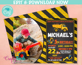 Construction Birthday Invitation with Photo, Construction Party Theme | Editable Instant Download | Edit Online NOW Corjl | INSTANT ACCESS