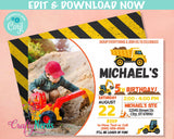 Construction Birthday Invitation with Photo, Construction Party Theme | Editable Instant Download | Edit Online NOW Corjl | INSTANT ACCESS