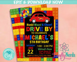 Drive By Building Blocks Birthday Invitation, Parade Blocks Invitation | Editable Instant Download | Edit Online NOW Corjl | INSTANT ACCESS