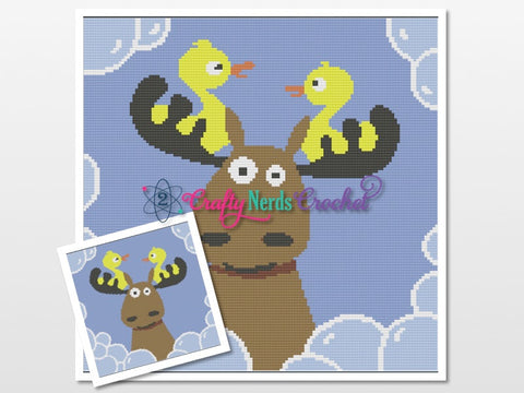 Duck Duck Moose Pattern Graph With Single Crochet and TSS written, Duck Moose Graphgan, Duck Moose Blanket, Duck Duck Moose Crochet Pattern