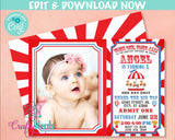 Carnival Ticket Birthday Invitation with photo, Circus invitation | Editable Instant Download | Edit Online NOW Corjl | INSTANT ACCESS