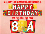 Building Blocks Birthday Party Pack, Labels Tags Banner Colorful Bricks | Editable Instant Download | Edit Online NOW Corjl | INSTANT ACCESS