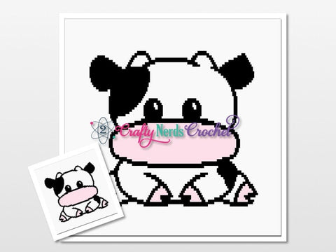 Baby Cow Pattern Graph With Double Crochet Written , Baby Cow Graphgan, Baby Cow Blanket, Cow Crochet Pattern, Cow Pattern, Cow Throw