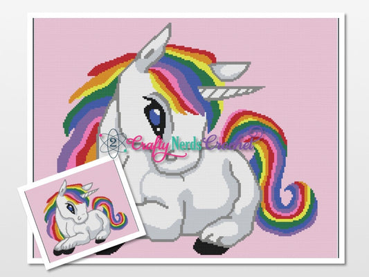 Baby Unicorn Pattern Graph With Single Crochet written, Unicorn Graphgan, Unicorn Blanket, Unicorn Crochet Pattern, Unicorn Pattern, Throw