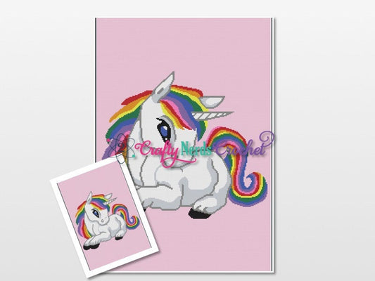 Baby Unicorn Pattern Graph With Single Crochet written, Unicorn Graphgan, Unicorn Blanket, Unicorn Crochet Pattern, Unicorn Pattern, Throw