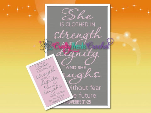 Bible Quote Proverbs 31-25 Pattern Graph With Single Crochet Written, Bible Graphgan, Bible Blanket, Bible Crochet Pattern graph Bible Throw