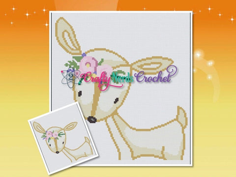 Baby Deer Pattern Graph With Single Crochet SC Written , Deer Graphgan, Deer Blanket, Deer Crochet Pattern, Deer Pattern Graph, Deer Throw