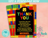 Building Blocks Birthday Thank You Card, Blocks Thank You Card | Editable Instant Download | Edit Online NOW Corjl | INSTANT ACCESS