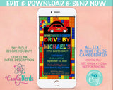 Drive By Building Blocks Birthday Party Electronic Invitation, Evite | Editable Instant Download | Edit Online NOW Corjl | INSTANT ACCESS