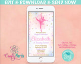 Ballerina Birthday Party Electronic Invitation, Dancer, Ballerina Evite | Editable Instant Download | Edit Online NOW Corjl | INSTANT ACCESS