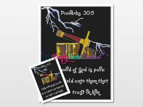 Bible Quote Proverbs 30-5 Pattern Graph With Single Crochet Written, Bible Graphgan, Bible Blanket, Bible Crochet Pattern graph, Bible Throw