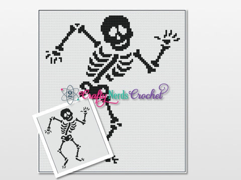 Dancing Skeleton Pattern Graph With MiniC2C Written, Skeleton Graphgan, Skeleton Blanket, Skeleton Crochet Pattern, Skeleton Pattern, Throw