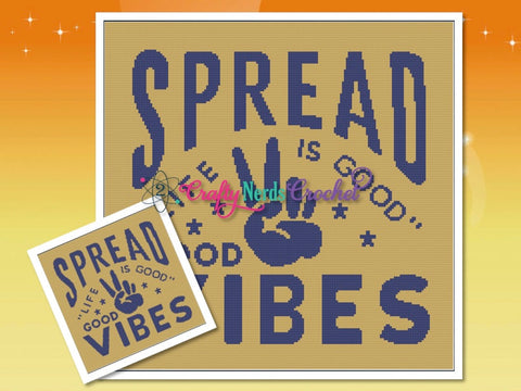 Spread Good Vibes Pattern Graph With Single Crochet Written, Good Vibes Graphgan, Good Vibes Blanket, Good Vibes Crochet Pattern, Life Good