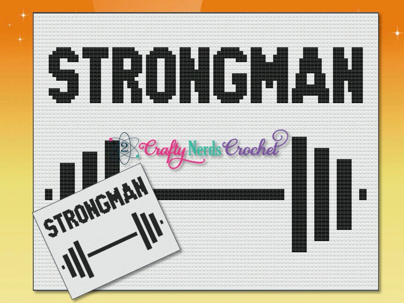 Strongman Weights Block Pattern Graph With Single Crochet Written, Strongman Graphgan, Strongman Blanket, Strongman Crochet Pattern, Graph
