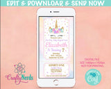 Unicorn Ticket Birthday Party Electronic Invitation, Unicorn Jpg Evite | Editable Instant Download | Edit Online NOW Corjl | INSTANT ACCESS