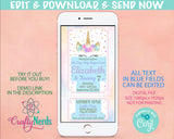 Unicorn Ticket Birthday Party Electronic Invitation, Unicorn Jpg Evite | Editable Instant Download | Edit Online NOW Corjl | INSTANT ACCESS