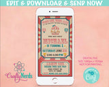 Circus Carnival Ticket Birthday Party Electronic Invitation, Pink Evite | Editable Instant Download | Edit Online NOW Corjl | INSTANT ACCESS