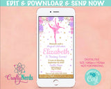 Ballerina Birthday Party Electronic Invitation, Dancer, Ballerina Evite | Editable Instant Download | Edit Online NOW Corjl | INSTANT ACCESS