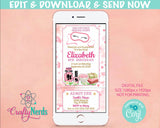 Spa Birthday Party Electronic Invitation, Sleepover, Spa Phone Evite | Editable Instant Download | Edit Online NOW Corjl | INSTANT ACCESS