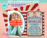 Carnival Circus Birthday Invitation With Photo, Circus Party, Carnival | Editable Instant Download | Edit Online NOW Corjl | INSTANT ACCESS