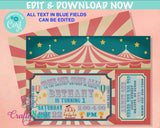 Carnival Circus Birthday Invitation with Tent Top, Circus Carnival | Editable Instant Download | Edit Online NOW Corjl | INSTANT ACCESS