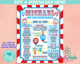 Carnival Circus Birthday Sign Birthday Board, Milestone Birthday Sign | Editable Instant Download | Edit Online NOW Corjl | INSTANT ACCESS