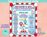 Tent Carnival Circus Birthday Sign Circus Birthday Board Milestone Sign | Editable Instant Download | Edit Online NOW Corjl | INSTANT ACCESS