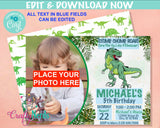 Dinosaur Birthday Party Invitation With Photo, Dinosaur Party, Dino | Editable Instant Download | Edit Online NOW Corjl | INSTANT ACCESS