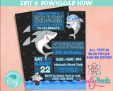 Shark Birthday Invitation, Shark Party, Shark Theme | Editable Instant Download | Edit Online NOW Corjl | INSTANT ACCESS